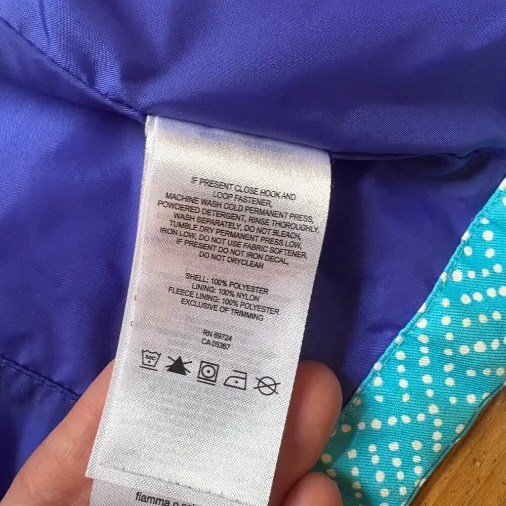 Columbia light blue white‎ dotted full zip hooded girls coat SIZE XS